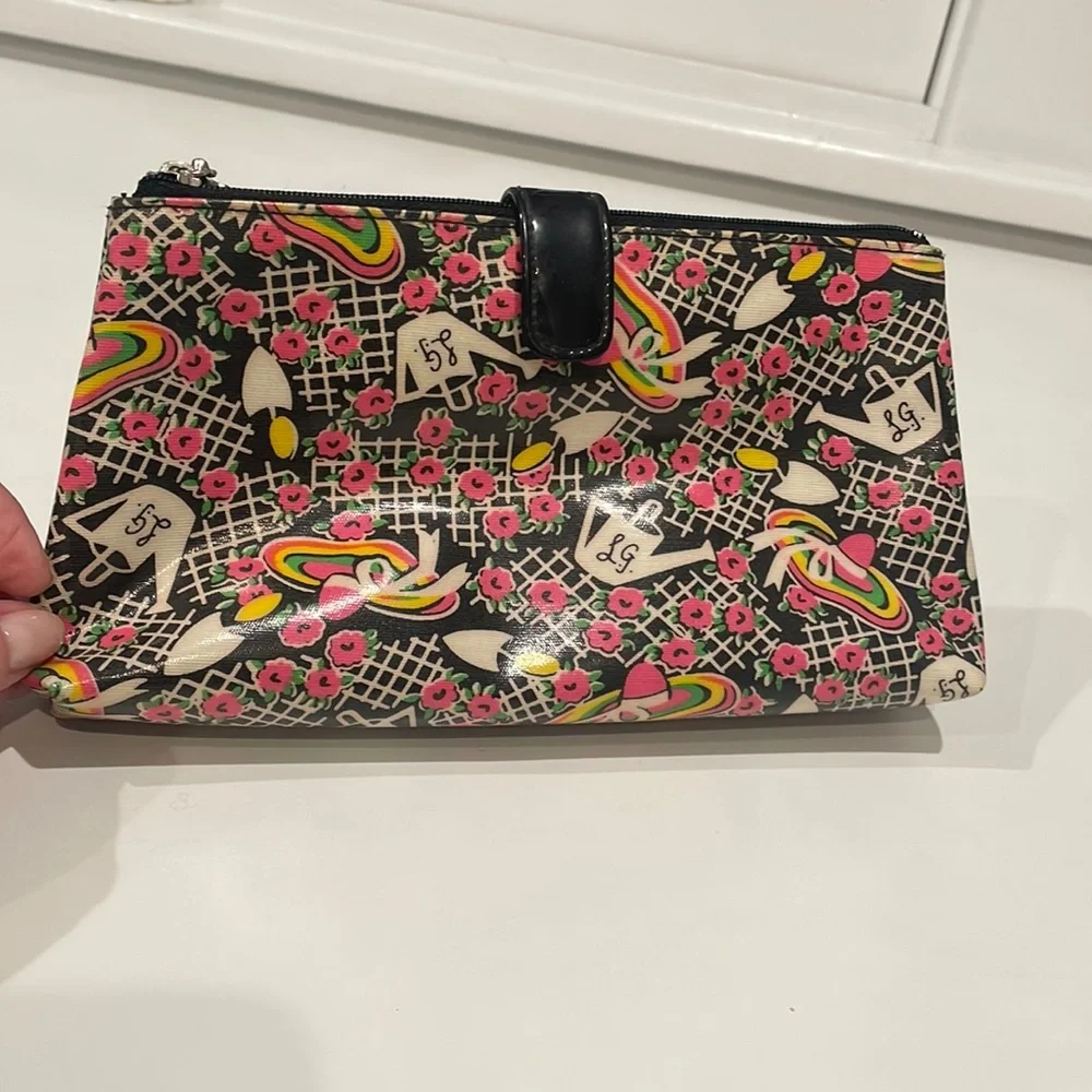 Lulu Guinness Cosmetic Case. Garden motif. Gently used.